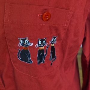 Mountain Lake Red Cotton Shirt with Navy Label